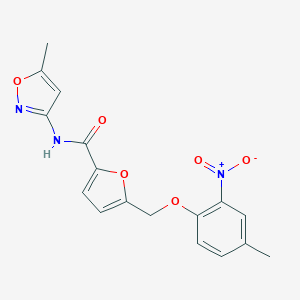 molecular formula C17H15N3O6 B457788 5-({2-nitro-4-methylphenoxy}methyl)-N-(5-methyl-3-isoxazolyl)-2-furamide 