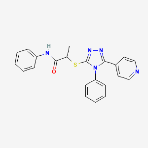 molecular formula C22H19N5OS B4577898 N-phenyl-2-{[4-phenyl-5-(4-pyridinyl)-4H-1,2,4-triazol-3-yl]thio}propanamide 