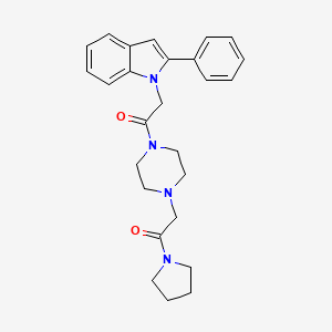 molecular formula C26H30N4O2 B4577904 1-(2-oxo-2-{4-[2-oxo-2-(1-pyrrolidinyl)ethyl]-1-piperazinyl}ethyl)-2-phenyl-1H-indole 