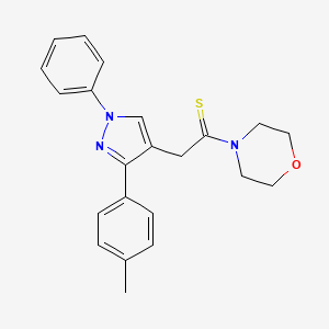 molecular formula C22H23N3OS B4577974 4-{2-[3-(4-methylphenyl)-1-phenyl-1H-pyrazol-4-yl]ethanethioyl}morpholine 