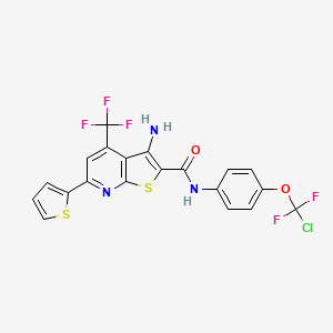 molecular formula C20H11ClF5N3O2S2 B4577978 3-氨基-N-{4-[氯(二氟)甲氧基]苯基}-6-(2-噻吩基)-4-(三氟甲基)噻吩并[2,3-b]吡啶-2-甲酰胺 