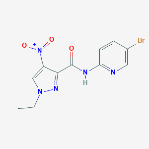 molecular formula C11H10BrN5O3 B457798 N-(5-bromo-2-pyridinyl)-1-ethyl-4-nitro-1H-pyrazole-3-carboxamide 