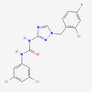 molecular formula C16H11Cl3FN5O B4577980 N-[1-(2-chloro-4-fluorobenzyl)-1H-1,2,4-triazol-3-yl]-N'-(3,5-dichlorophenyl)urea 