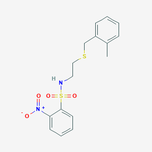 molecular formula C16H18N2O4S2 B4578008 N-{2-[(2-methylbenzyl)thio]ethyl}-2-nitrobenzenesulfonamide 