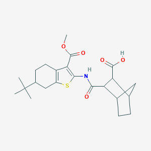 molecular formula C23H31NO5S B457805 3-({[6-Tert-butyl-3-(methoxycarbonyl)-4,5,6,7-tetrahydro-1-benzothien-2-yl]amino}carbonyl)bicyclo[2.2.1]heptane-2-carboxylic acid 