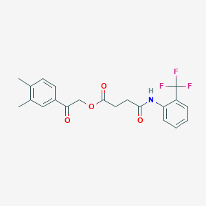 molecular formula C21H20F3NO4 B4578055 2-(3,4-dimethylphenyl)-2-oxoethyl 4-oxo-4-{[2-(trifluoromethyl)phenyl]amino}butanoate 
