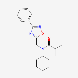 molecular formula C19H25N3O2 B4578116 N-cyclohexyl-2-methyl-N-[(3-phenyl-1,2,4-oxadiazol-5-yl)methyl]propanamide 
