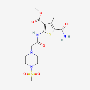molecular formula C15H22N4O6S2 B4578123 methyl 5-(aminocarbonyl)-4-methyl-2-({[4-(methylsulfonyl)-1-piperazinyl]acetyl}amino)-3-thiophenecarboxylate 