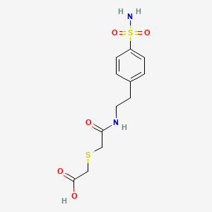 molecular formula C12H16N2O5S2 B4578142 {[2-({2-[4-(aminosulfonyl)phenyl]ethyl}amino)-2-oxoethyl]thio}acetic acid 