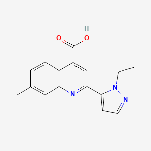 molecular formula C17H17N3O2 B4578151 2-(1-乙基-1H-吡唑-5-基)-7,8-二甲基-4-喹啉甲酸 