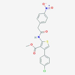 molecular formula C20H15ClN2O5S B457817 Methyl 4-(4-chlorophenyl)-2-[({4-nitrophenyl}acetyl)amino]-3-thiophenecarboxylate 