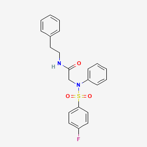 molecular formula C22H21FN2O3S B4578177 N~2~-[(4-fluorophenyl)sulfonyl]-N~2~-phenyl-N~1~-(2-phenylethyl)glycinamide 