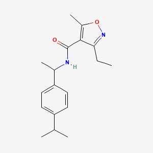 molecular formula C18H24N2O2 B4578183 3-ethyl-N-[1-(4-isopropylphenyl)ethyl]-5-methyl-4-isoxazolecarboxamide 