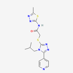 molecular formula C16H19N7OS2 B4578197 2-{[4-isobutyl-5-(4-pyridinyl)-4H-1,2,4-triazol-3-yl]thio}-N-(5-methyl-1,3,4-thiadiazol-2-yl)acetamide 