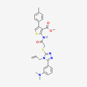 molecular formula C28H29N5O3S2 B4578219 2-{[({4-烯丙基-5-[3-(二甲氨基)苯基]-4H-1,2,4-三唑-3-基}硫代)乙酰基]氨基}-4-(4-甲基苯基)-3-噻吩甲酸甲酯 