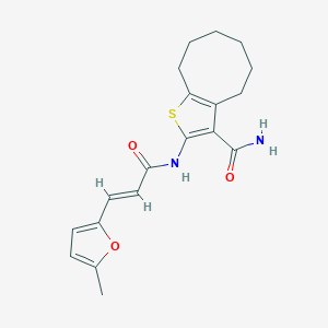 molecular formula C19H22N2O3S B457822 2-{[3-(5-Methyl-2-furyl)acryloyl]amino}-4,5,6,7,8,9-hexahydrocycloocta[b]thiophene-3-carboxamide 