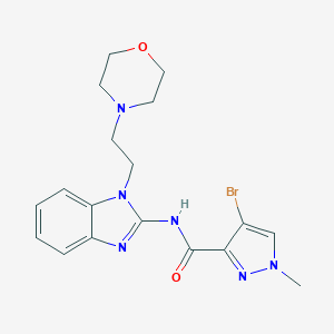 molecular formula C18H21BrN6O2 B457823 4-bromo-1-methyl-N-{1-[2-(4-morpholinyl)ethyl]-1H-benzimidazol-2-yl}-1H-pyrazole-3-carboxamide 
