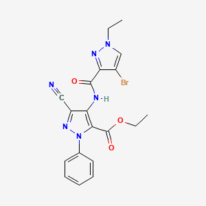 molecular formula C19H17BrN6O3 B4578236 ethyl 4-{[(4-bromo-1-ethyl-1H-pyrazol-3-yl)carbonyl]amino}-3-cyano-1-phenyl-1H-pyrazole-5-carboxylate 
