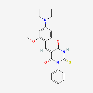 molecular formula C22H23N3O3S B4578246 5-[4-(diethylamino)-2-methoxybenzylidene]-1-phenyl-2-thioxodihydro-4,6(1H,5H)-pyrimidinedione 