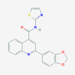 molecular formula C20H13N3O3S B457825 2-(1,3-benzodioxol-5-yl)-N-(1,3-thiazol-2-yl)quinoline-4-carboxamide 