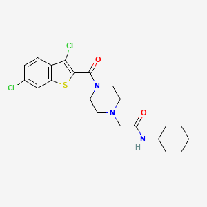 molecular formula C21H25Cl2N3O2S B4578258 N-cyclohexyl-2-{4-[(3,6-dichloro-1-benzothien-2-yl)carbonyl]-1-piperazinyl}acetamide 