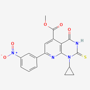molecular formula C18H14N4O5S B4578270 1-环丙基-2-巯基-7-(3-硝基苯基)-4-氧代-1,4-二氢吡啶并[2,3-d]嘧啶-5-羧酸甲酯 
