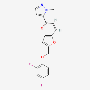molecular formula C18H14F2N2O3 B4578277 3-{5-[(2,4-二氟苯氧基)甲基]-2-呋喃基}-1-(1-甲基-1H-吡唑-5-基)-2-丙烯-1-酮 