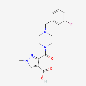 molecular formula C17H19FN4O3 B4578281 3-{[4-(3-fluorobenzyl)-1-piperazinyl]carbonyl}-1-methyl-1H-pyrazole-4-carboxylic acid CAS No. 1006441-82-2