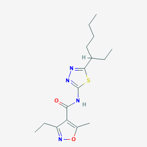 molecular formula C16H24N4O2S B4578323 3-ethyl-N-[5-(1-ethylpentyl)-1,3,4-thiadiazol-2-yl]-5-methyl-4-isoxazolecarboxamide 