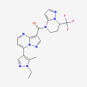 molecular formula C20H19F3N8O B4578327 7-(1-ethyl-5-methyl-1H-pyrazol-4-yl)-3-{[7-(trifluoromethyl)-6,7-dihydropyrazolo[1,5-a]pyrimidin-4(5H)-yl]carbonyl}pyrazolo[1,5-a]pyrimidine CAS No. 1006320-28-0