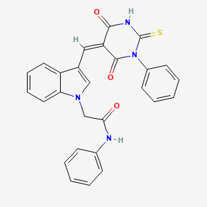 molecular formula C27H20N4O3S B4578335 2-{3-[(4,6-dioxo-1-phenyl-2-thioxotetrahydro-5(2H)-pyrimidinylidene)methyl]-1H-indol-1-yl}-N-phenylacetamide 