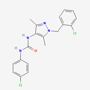 molecular formula C19H18Cl2N4O B4578371 N-[1-(2-chlorobenzyl)-3,5-dimethyl-1H-pyrazol-4-yl]-N'-(4-chlorophenyl)urea 