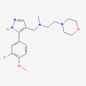 molecular formula C18H25FN4O2 B4578387 N-{[3-(3-fluoro-4-methoxyphenyl)-1H-pyrazol-4-yl]methyl}-N-methyl-2-(4-morpholinyl)ethanamine 