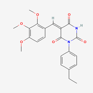 molecular formula C22H22N2O6 B4578393 1-(4-乙基苯基)-5-(2,3,4-三甲氧基苄亚叉)基)-2,4,6(1H,3H,5H)-嘧啶三酮 