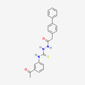 N-(3-acetylphenyl)-2-(4-biphenylylacetyl)hydrazinecarbothioamide