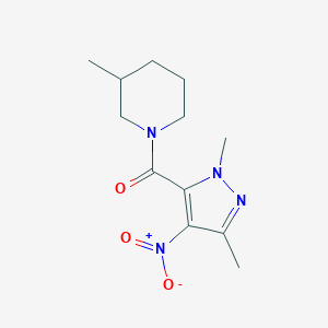 molecular formula C12H18N4O3 B457847 (1,3-dimethyl-4-nitro-1H-pyrazol-5-yl)(3-methylpiperidin-1-yl)methanone 
