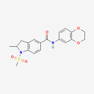 molecular formula C19H20N2O5S B4578489 N-(2,3-dihydro-1,4-benzodioxin-6-yl)-2-methyl-1-(methylsulfonyl)-5-indolinecarboxamide 