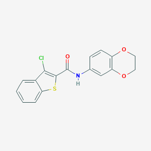 molecular formula C17H12ClNO3S B457850 3-chloro-N-(2,3-dihydro-1,4-benzodioxin-6-yl)-1-benzothiophene-2-carboxamide 
