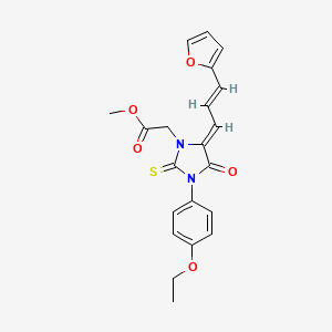molecular formula C21H20N2O5S B4578518 methyl {3-(4-ethoxyphenyl)-5-[3-(2-furyl)-2-propen-1-ylidene]-4-oxo-2-thioxo-1-imidazolidinyl}acetate 