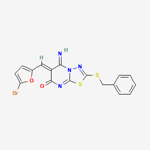molecular formula C17H11BrN4O2S2 B4578531 2-(benzylthio)-6-[(5-bromo-2-furyl)methylene]-5-imino-5,6-dihydro-7H-[1,3,4]thiadiazolo[3,2-a]pyrimidin-7-one 