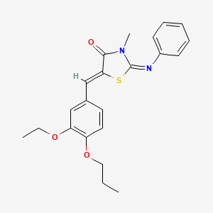 molecular formula C22H24N2O3S B4578534 5-(3-ethoxy-4-propoxybenzylidene)-3-methyl-2-(phenylimino)-1,3-thiazolidin-4-one 