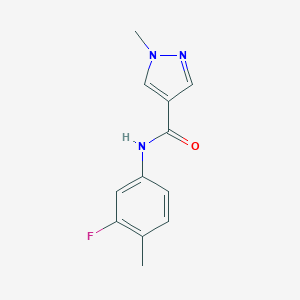 molecular formula C12H12FN3O B457855 N-(3-fluoro-4-methylphenyl)-1-methyl-1H-pyrazole-4-carboxamide 