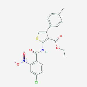molecular formula C21H17ClN2O5S B457857 Ethyl 2-({4-chloro-2-nitrobenzoyl}amino)-4-(4-methylphenyl)-3-thiophenecarboxylate 