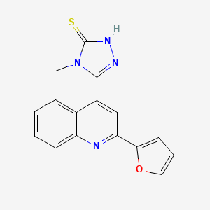 molecular formula C16H12N4OS B4578576 5-[2-(2-呋喃基)-4-喹啉基]-4-甲基-4H-1,2,4-三唑-3-硫醇 