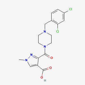molecular formula C17H18Cl2N4O3 B4578583 3-{[4-(2,4-dichlorobenzyl)-1-piperazinyl]carbonyl}-1-methyl-1H-pyrazole-4-carboxylic acid 