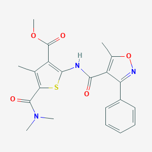 molecular formula C21H21N3O5S B457862 Methyl 5-[(dimethylamino)carbonyl]-4-methyl-2-{[(5-methyl-3-phenyl-4-isoxazolyl)carbonyl]amino}-3-thiophenecarboxylate 