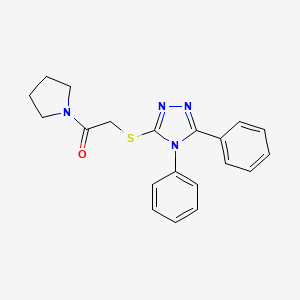molecular formula C20H20N4OS B4578652 3-{[2-oxo-2-(1-pyrrolidinyl)ethyl]thio}-4,5-diphenyl-4H-1,2,4-triazole 