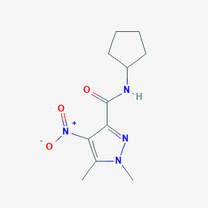 molecular formula C11H16N4O3 B457866 N-cyclopentyl-4-nitro-1,5-dimethyl-1H-pyrazole-3-carboxamide 