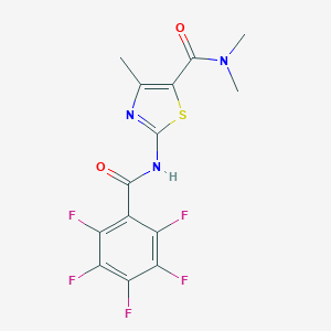 molecular formula C14H10F5N3O2S B457867 N,N,4-trimethyl-2-[(2,3,4,5,6-pentafluorobenzoyl)amino]-1,3-thiazole-5-carboxamide 
