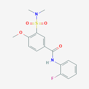 molecular formula C16H17FN2O4S B4578682 3-[(dimethylamino)sulfonyl]-N-(2-fluorophenyl)-4-methoxybenzamide 